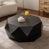 38.18" Retro Coffee Table with 3D Embossed Pattern, Vintage Round Wood Coffee Table, Fir Wood & MDF Center Table