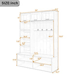 5-in-1 Hall Tree Entryway Bench Mudroom Coat Rack Shoe Storage Organizer Cabinet with Hooks & Adjustable Shelves, Black