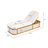 Outdoor Chaise Lounge with Adjustable Backrest, Water-Resist Cushion & Weather-Resist Frame, Patio Recliner Sunlounger Daybed, Teak&Beige