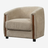Curved Barrel Accent Chair with Thick Cushion, Upholstered Armchair Club Chair Single Sofa Chair Lounge Chair, Oatmeal