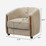 Curved Barrel Accent Chair with Thick Cushion, Upholstered Armchair Club Chair Single Sofa Chair Lounge Chair, Oatmeal