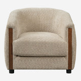 Curved Barrel Accent Chair with Thick Cushion, Upholstered Armchair Club Chair Single Sofa Chair Lounge Chair, Oatmeal