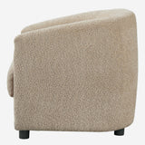 Curved Barrel Accent Chair with Thick Cushion, Upholstered Armchair Club Chair Single Sofa Chair Lounge Chair, Oatmeal