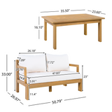 2pcs Outdoor Sectional Sofa Set, Patio Conversation Furniture Set, Loveseat & Coffee Table, Beige+Natural