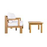2pcs Outdoor Sectional Sofa Set, Patio Conversation Furniture Set, Loveseat & Coffee Table, Beige+Natural