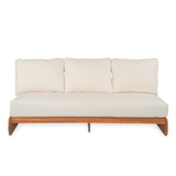 Outdoor Acacia Wood 3-Seater Sofa, Low-Profile Lazy Patio Couch with Water-Resistant Cushions