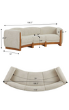 107" Elegant Curved Upholstered Sofa, Mid-Century Modern 3-Seater Sofa Couch with Solid Wood Base Frame, Beige