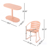 3-Piece Outdoor Iron Bistro Dining Set, Retro Oval Cafe Table & 2 Slat Panel Patio Chairs Center