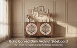 Vintage Mandala Carved Accent Cabinet with Adjustable Shelf, Boho Buffet Storage Credenza Sideboard Entryway Console Table