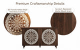Vintage Mandala Carved Accent Cabinet with Adjustable Shelf, Boho Buffet Storage Credenza Sideboard Entryway Console Table