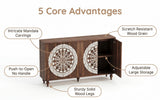 Vintage Mandala Carved Accent Cabinet with Adjustable Shelf, Boho Buffet Storage Credenza Sideboard Entryway Console Table