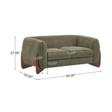 63" Upholstered Loveseat Sofa, Mid-Century Modern Loveseat Couch with Solid Birch Wood Wedge Legs