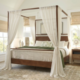 King Size Platform Bed Frame Canopy Bed with Four Posters, No Box Spring Needed, Brown