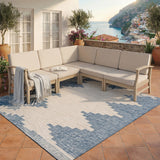 Patio 5-Seater Sofa, Outdoor Furniture Set with Cushions, Patio Sofa Set, Light White+Sand