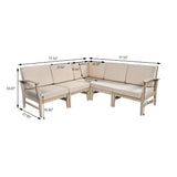 Patio 5-Seater Sofa, Outdoor Furniture Set with Cushions, Patio Sofa Set, Light White+Sand
