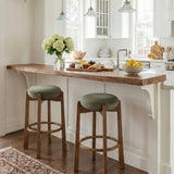 Bar Stools Set of 2, Indoor Wooden Rubberwood Bar Chairs with Cushions, Counter Height Kitchen & Dining Barstools