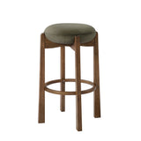 Bar Stools Set of 2, Indoor Wooden Rubberwood Bar Chairs with Cushions, Counter Height Kitchen & Dining Barstools