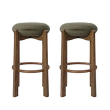 Bar Stools Set of 2, Indoor Wooden Rubberwood Bar Chairs with Cushions, Counter Height Kitchen & Dining Barstools