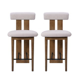 Split-Back Counter Stools Set of 2, Rubber Wood Bar Chairs, Dark Walnut Finish Kitchen Island Barstools