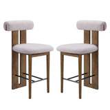 Split-Back Counter Stools Set of 2, Rubber Wood Bar Chairs, Dark Walnut Finish Kitchen Island Barstools