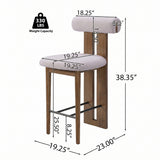 Split-Back Counter Stools Set of 2, Rubber Wood Bar Chairs, Dark Walnut Finish Kitchen Island Barstools