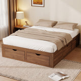 Queen Size Pine Wood Platform Bed Frame with 6 Drawers for Bedroom, Apartment