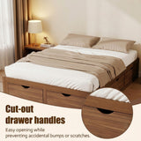 Queen Size Pine Wood Platform Bed Frame with 6 Drawers for Bedroom, Apartment