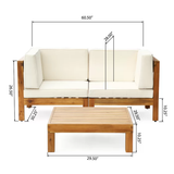 Outdoor Loveseat & Coffee Table Set with Water-Resistant Cushion, Patio 2-Seat Sectional Sofa Set Garden Conversation Seating Set, Beige