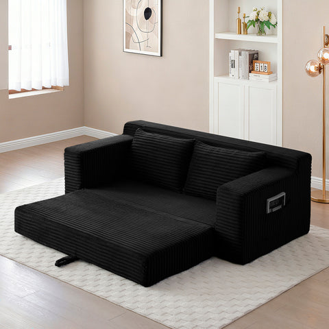 2 in 1 Convertible Cloud Loveseat Sofa, Corduroy Daybed Floor Lounge Couch with Side Pockets for Living Room, Apartment, Office