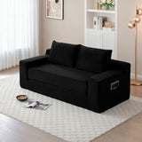 2 in 1 Convertible Cloud Loveseat Sofa, Corduroy Daybed Floor Lounge Couch with Side Pockets for Living Room, Apartment, Office