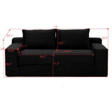 2 in 1 Convertible Cloud Loveseat Sofa, Corduroy Daybed Floor Lounge Couch with Side Pockets for Living Room, Apartment, Office
