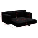 2 in 1 Convertible Cloud Loveseat Sofa, Corduroy Daybed Floor Lounge Couch with Side Pockets for Living Room, Apartment, Office
