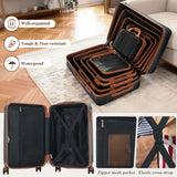 2pcs 20'' Carry On Luggage & 14'' Cosmetic Case, Hardshell Lightweight ABS Suitcase Set with TSA Lock & 360° Spinner Wheels, Black Brown