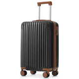 2pcs 20'' Carry On Luggage & 14'' Cosmetic Case, Hardshell Lightweight ABS Suitcase Set with TSA Lock & 360° Spinner Wheels, Black Brown