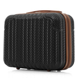 2pcs 20'' Carry On Luggage & 14'' Cosmetic Case, Hardshell Lightweight ABS Suitcase Set with TSA Lock & 360° Spinner Wheels, Black Brown