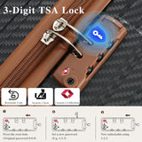 2pcs 20'' Carry On Luggage & 14'' Cosmetic Case, Hardshell Lightweight ABS Suitcase Set with TSA Lock & 360° Spinner Wheels, Black Brown