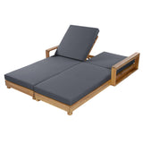 Patio Double Chaise Lounge Set with Adjustable Back & Water-Resistant Cushions, Weather-Resistant Outdoor Recliner Daybed, Grey