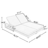 Patio Double Chaise Lounge Set with Adjustable Back & Water-Resistant Cushions, Weather-Resistant Outdoor Recliner Daybed, Grey
