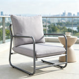 Rust-Resistant Outdoor Accent Chair Indoor Armchair with Soft Cushion, Modern Patio Club Chair Garden Lounge Chair, Grey