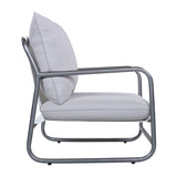 Rust-Resistant Outdoor Accent Chair Indoor Armchair with Soft Cushion, Modern Patio Club Chair Garden Lounge Chair, Grey