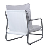Rust-Resistant Outdoor Accent Chair Indoor Armchair with Soft Cushion, Modern Patio Club Chair Garden Lounge Chair, Grey