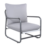 Rust-Resistant Outdoor Accent Chair Indoor Armchair with Soft Cushion, Modern Patio Club Chair Garden Lounge Chair, Grey