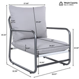 Rust-Resistant Outdoor Accent Chair Indoor Armchair with Soft Cushion, Modern Patio Club Chair Garden Lounge Chair, Grey