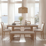 6-Piece Farmhouse Dining Table Set, Rectangular Kitchen Table with 4 Upholstered Chairs & Bench, Wood Dining Set for 6