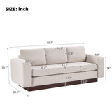 80.7" Upholstered Chenille Sofa Couch with Rubber Wood Base for Living Room, Apartment, Office,
