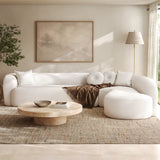 128.5"W Curved Sectional Sofa with Chaise, Oversized Cloud Chenille Couch, Deep Seat L-Shaped Sofa, No Assembly