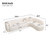 128.5"W Curved Sectional Sofa with Chaise, Oversized Cloud Chenille Couch, Deep Seat L-Shaped Sofa, No Assembly