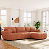 110" Modular Sectional Sofa with Ottoman, L-Shaped Cloud Sofa Couch with Pull-Line Cushion Design