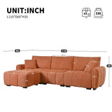 110" Modular Sectional Sofa with Ottoman, L-Shaped Cloud Sofa Couch with Pull-Line Cushion Design