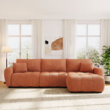 110" Modular Sectional Sofa with Ottoman, L-Shaped Cloud Sofa Couch with Pull-Line Cushion Design